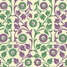 Purple and Green Flower and Vine Print Italian Paper ~ Carta Varese Italy